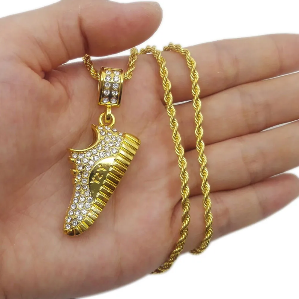 Хрустальная обувь для бега кулон в стиле хип хоп персонализированное ожерелье с