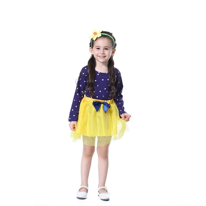 ECTIC Children's Clothing baby Girls Set 2018 New Long Sleeve Pentagram Print Back Bow Two-piece Korean Version Dress Sets | Детская