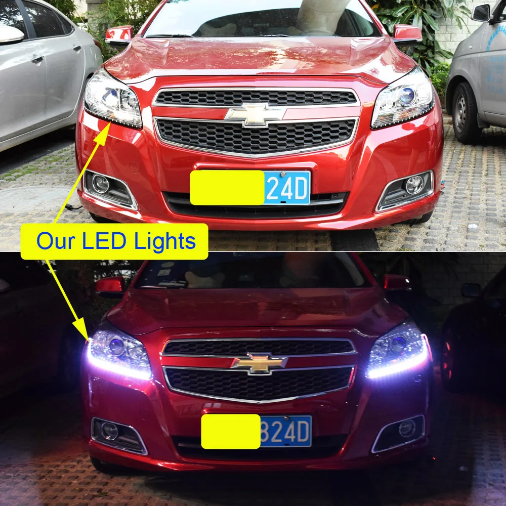 Rygaoan 2 шт. 60 см 5050 SMD 24 LED DRL Парковка автомобиля укладки гибкие светодиодные