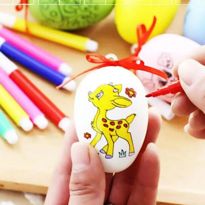 20 шт. пасхальные яйца Детские игрушки ручной работы DIY пасхальные яйца мультфильм окрашенная яичная скорлупа детские развивающие игрушки подарки, произвольный цвет