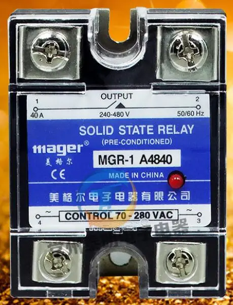 Оригинальное новое оригинальное Однофазное твердотельное реле mager SSR 40A 220VAC-AC MGR-1 A4840 AC управляемое