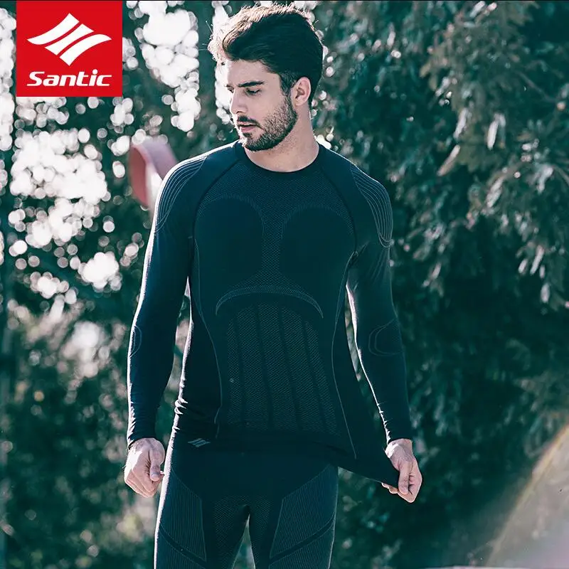 

Santic Men Outdoor Sports Thermal Underwear Set Bike Running Winter Warm Long Johns Men Thermo Underwear Cycling Base Layers