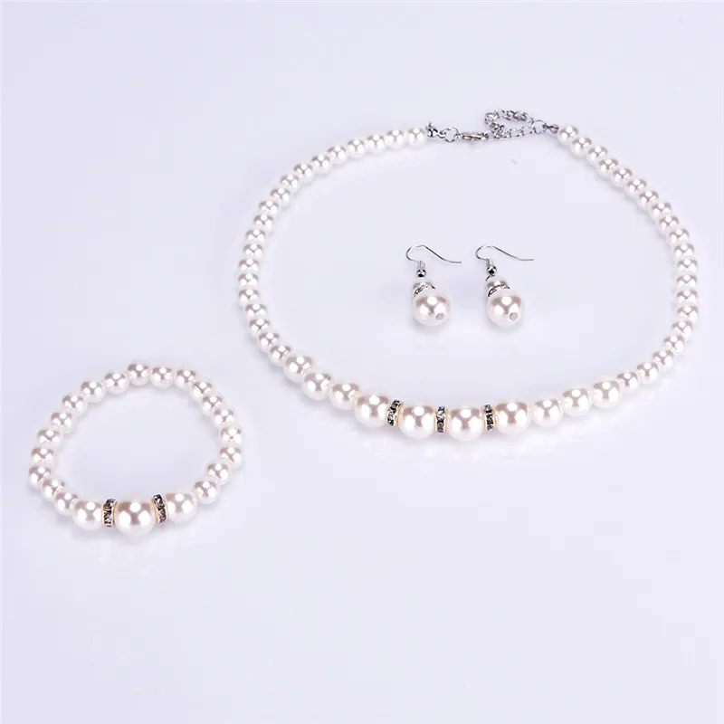 Комплект из колье и серёг с искусственным жемчугом|Ювелирные наборы для невесты|