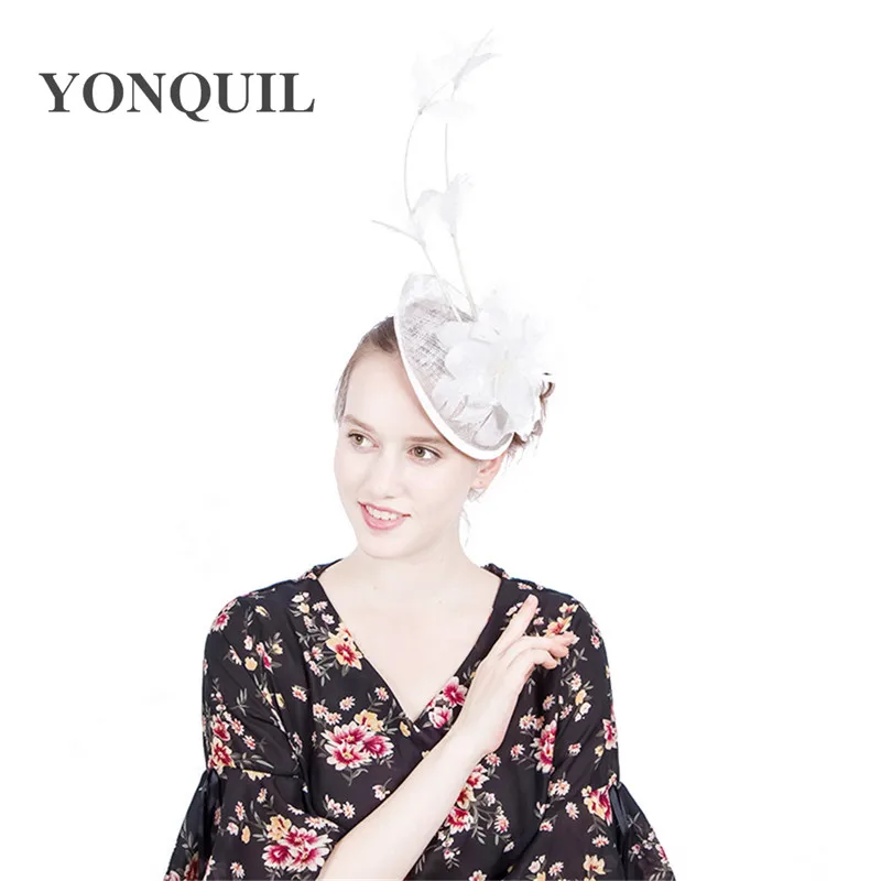 Женская Вуалетка Sinamay шляпы с перьями Millinery для свадебной вечеринки гонки