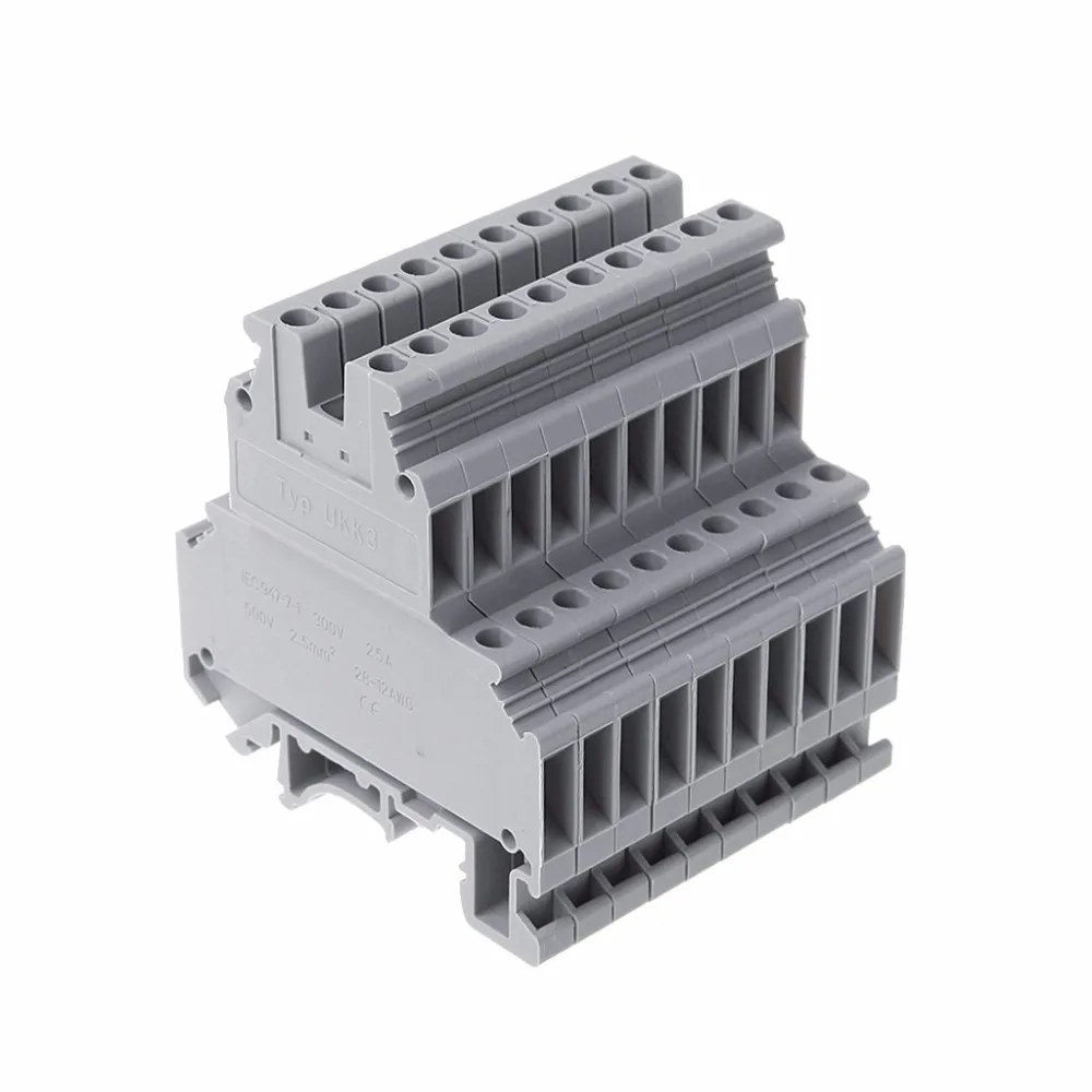 UKK3 din-рейка двухуровневый двухрядный клеммный блок 500V 25A 28-12AWG серый 50 шт