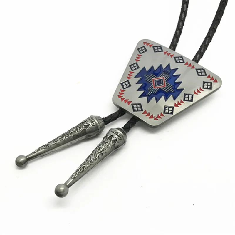 

Western Fashion Leather Rope Cross Alloy Bolo Ties for Men New American Custom Southwest Necktie Pendants Jewelry