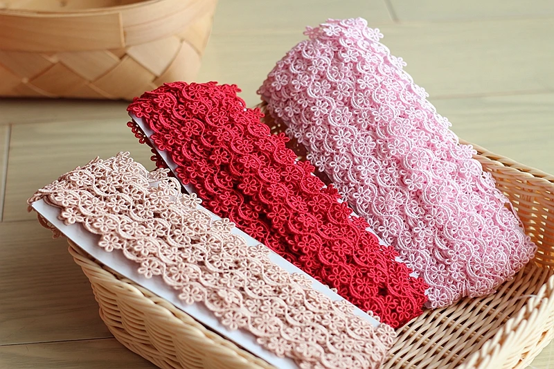 1 5 см или 0 59 дюйма wide 2Yards/в партии розовый + красный Вышивка кружевной отделкой для