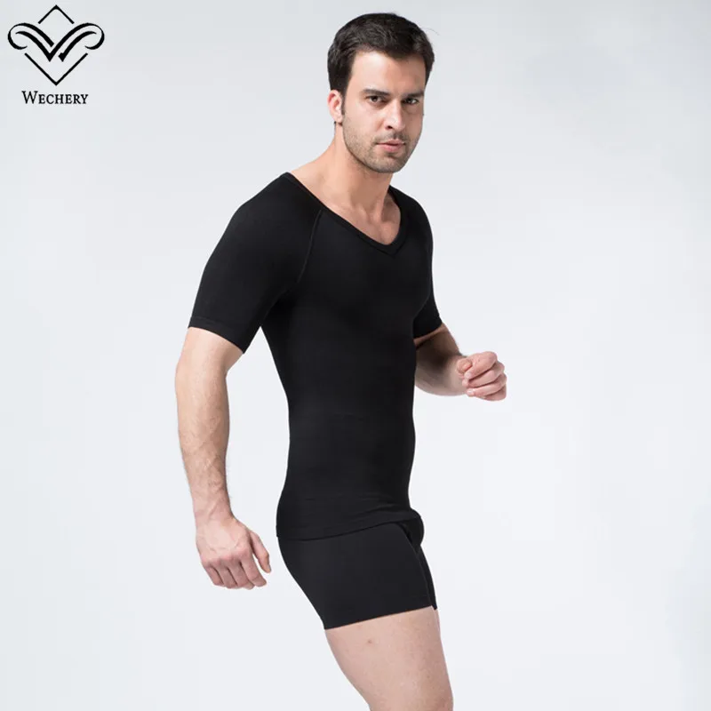 Нижнее белье Wechery мужское с рукавом средней длины для похудения черные белые