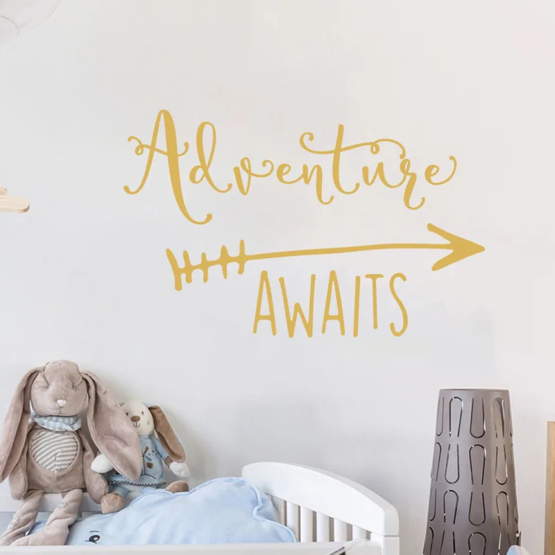 &quotadventure awaits&quot PVC wall sticker kid room decoration home DIY decorative detachable waterproof | Дом и сад