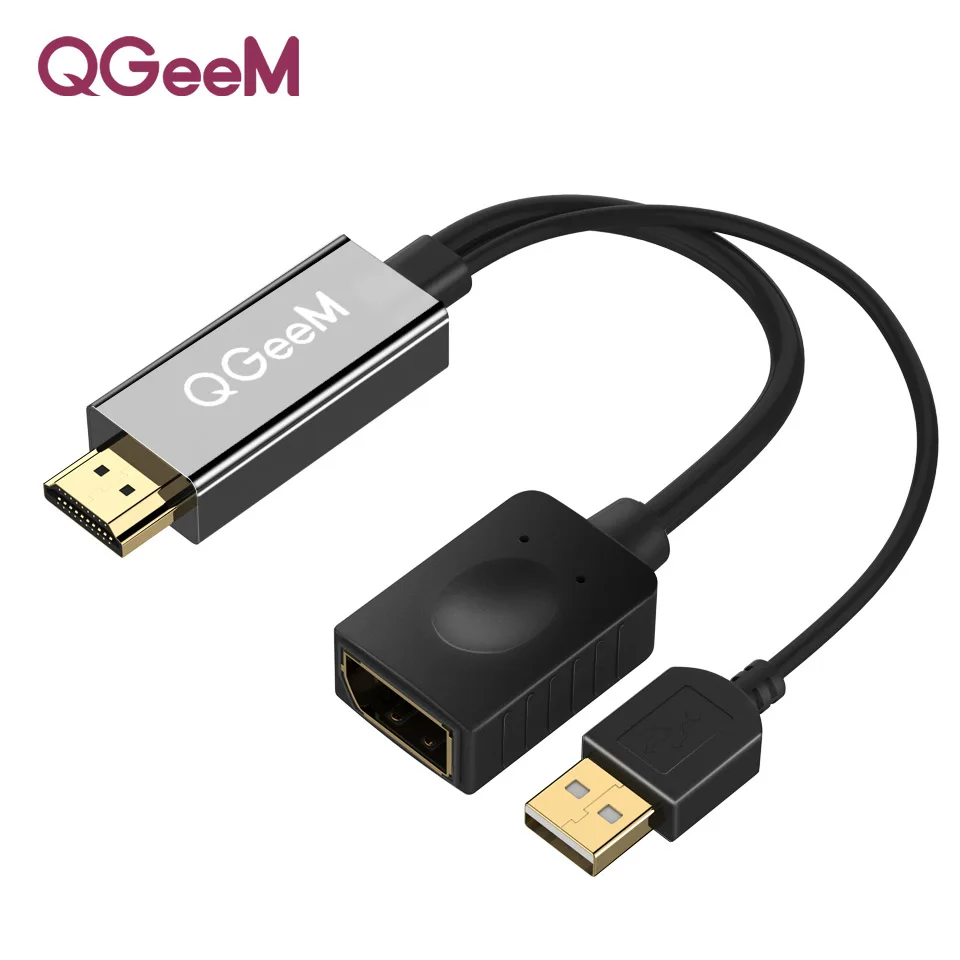 Черный QGEEM HDMI к DisplayPort адаптер 4K HDMI К DP кабель HDTV адаптер конвертер мужчин и женщин поддержка 1080P для HDTV HDMI К DP - Цвет: Черный