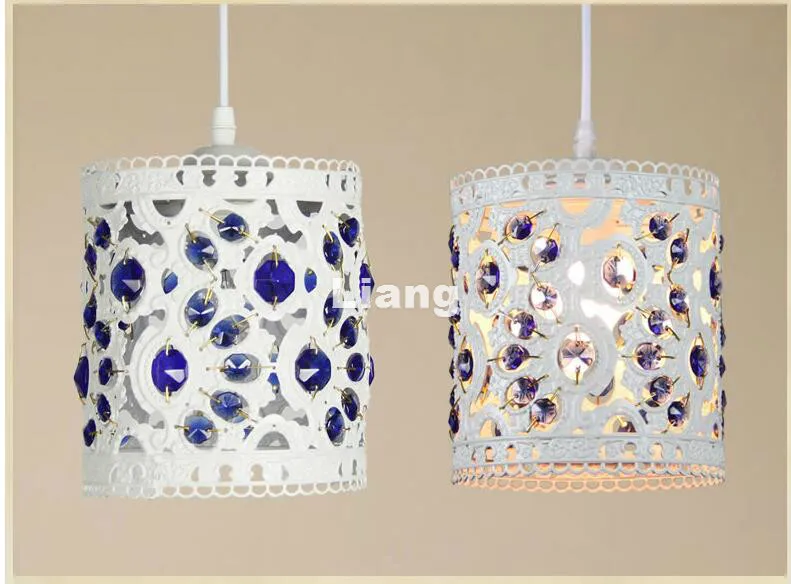 

Free Shipping White Blue Style Bohemia Pendant lamp Colorful Countryside Pendant Light E27 110V~220V Crystal Decora Pendant Lamp