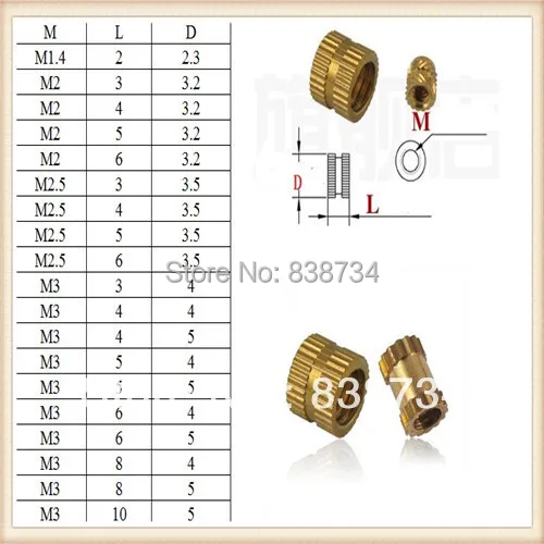 100 шт. m3 * 5*4 Высококачественная латунная накатанная гайка|brass knurl nuts|knurled nutbrass |