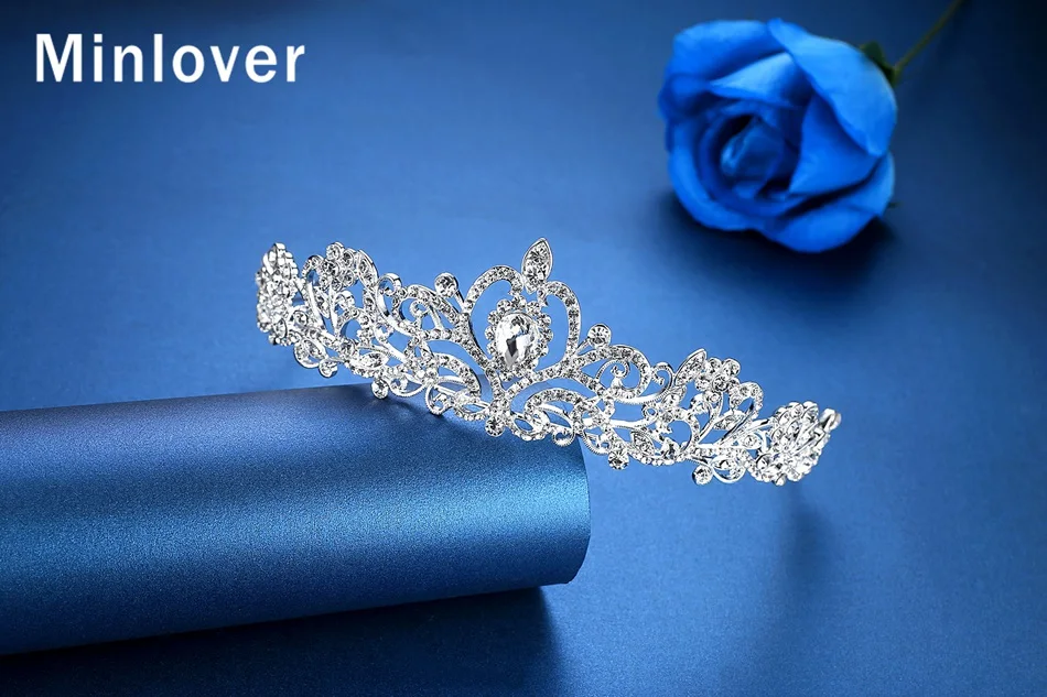Minlover принцесса кристалл свадебные диадемы невесты повязки для женщин для выпускного на волосы украшения Свадебные аксессуары для волос HG012