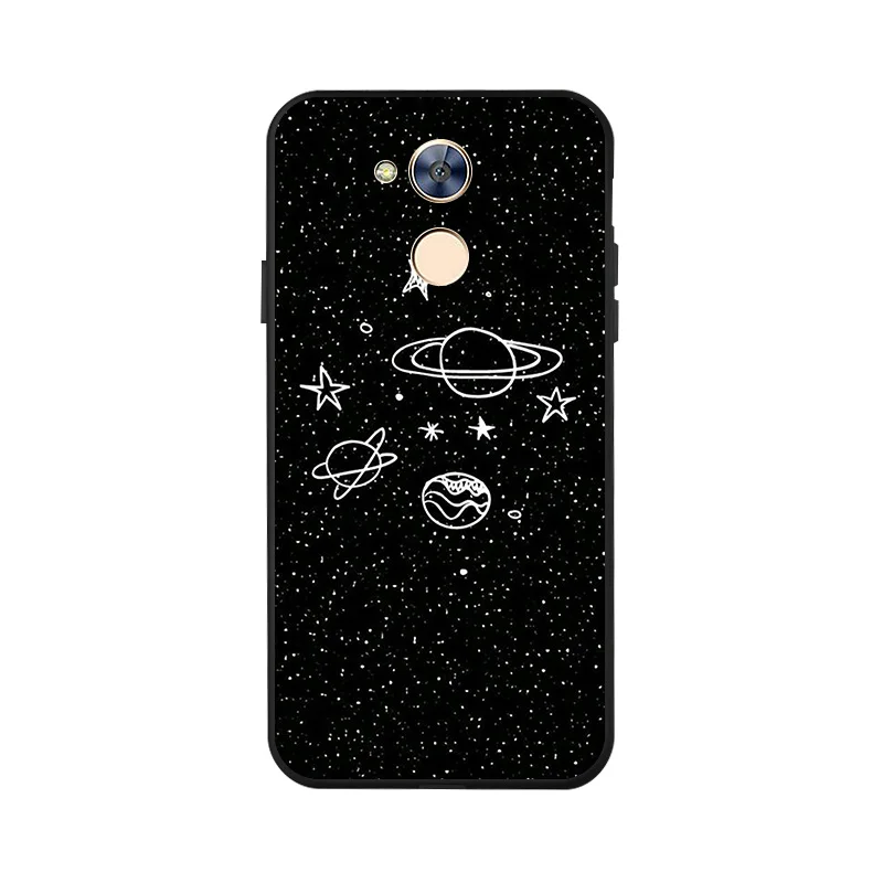 Cute Planet Print Soft Silicon Case For Huawei Honor 6A Cases Painted Black TPU Phone Cover 6 A Capa |