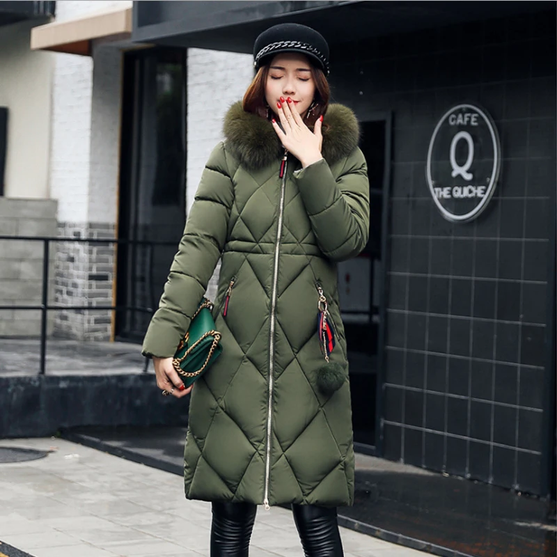 Winter Fashion Female Coat Long Section Parkas Self-cultivation Clothing Large Size Cotton Collar Thick Warm Women's Jacket Tide