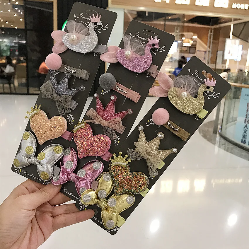 5 шт./компл. Блестящие Блестки для волос с героями мультфильмов заколки девочек