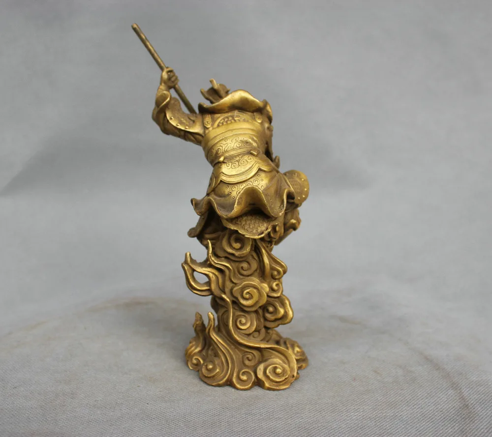 8 ''Китайский Миф бронзовая Sun Wukong Monkey King Hold Stick Fighting Statue|statue|statue bronzestatue china |
