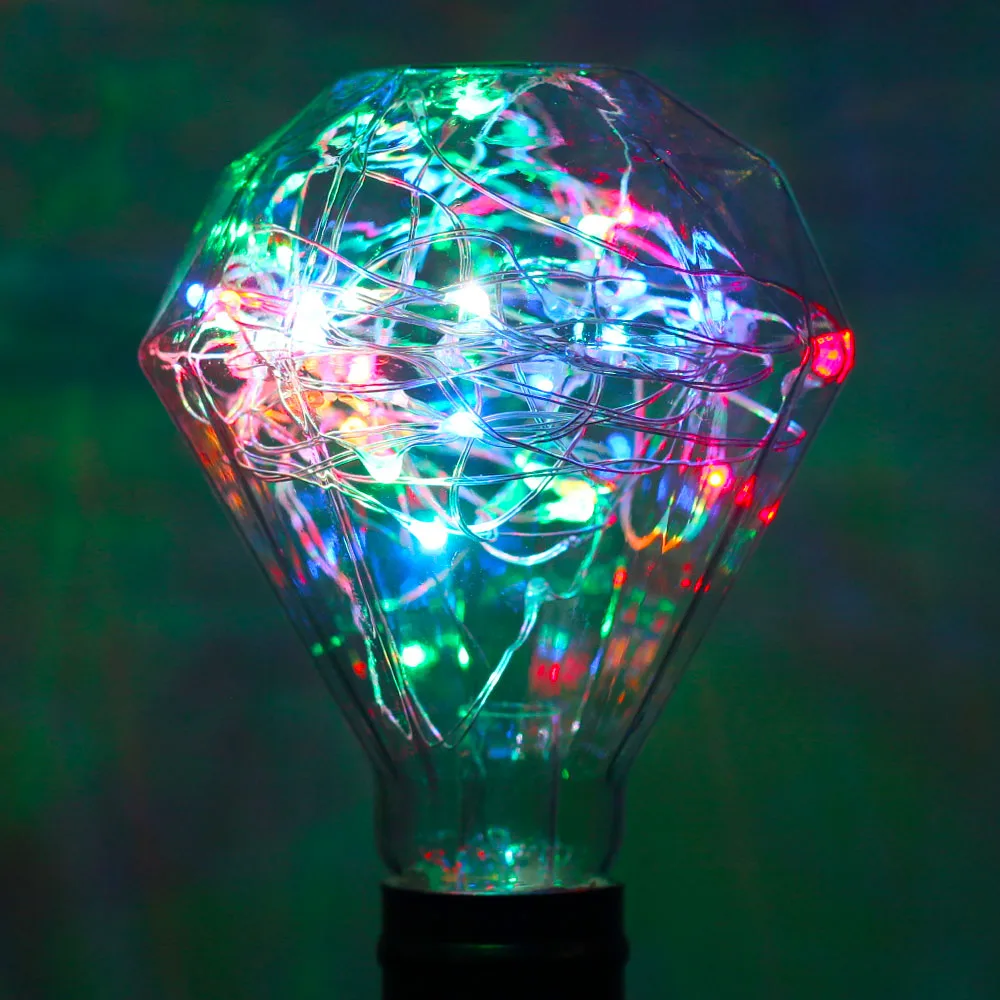 Светодиодные лампы Эдисона с RGB светодиодной вспышкой Медный провод Светильник