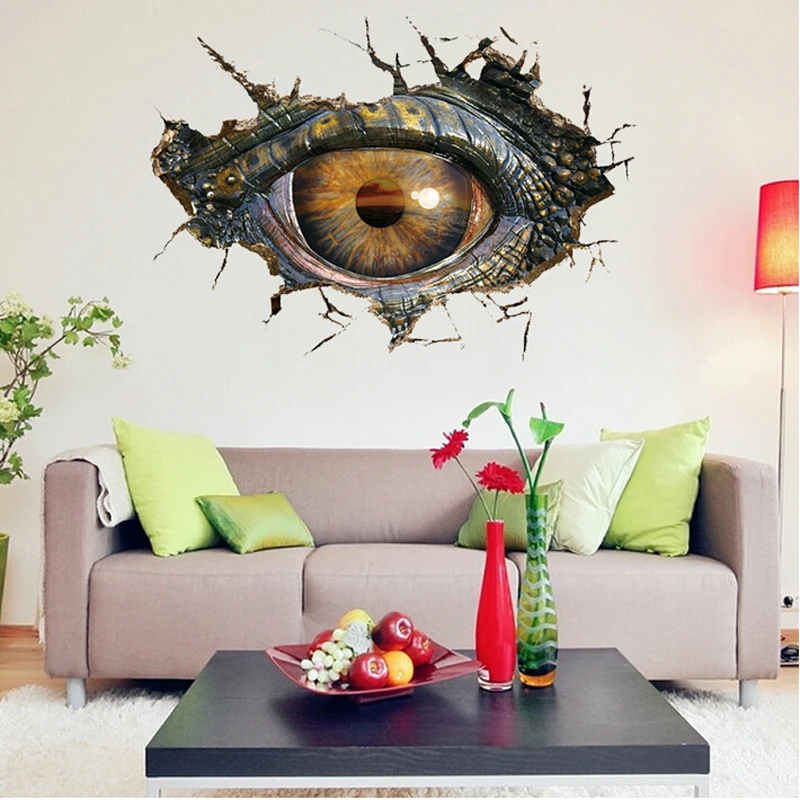 Детская комната 3d Динозавр глаз стены стикеры Съемный спальня мультфильм