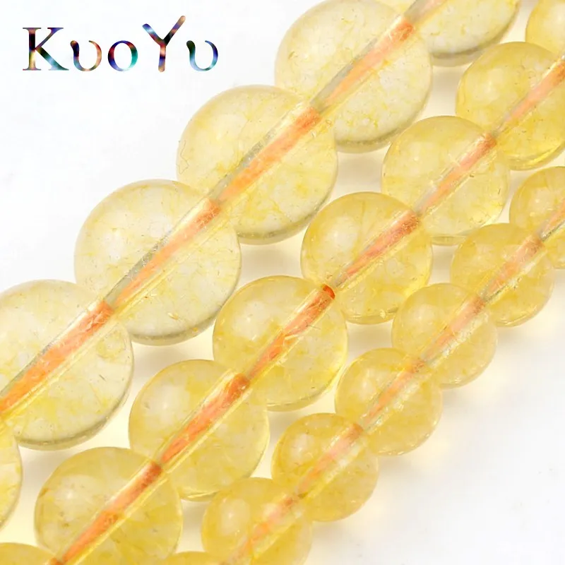 Бусины кварцевые с желтыми кристаллами круглые бусины-разделители аксессуары