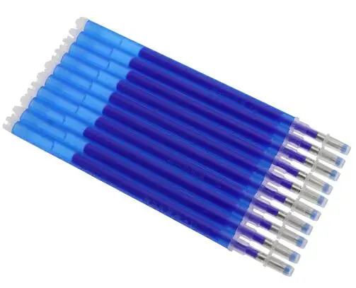 10pcs Blue Термо стираемая ручка высокая температура исчезающая ткань маркер заправки и металлические швейные измерительные линейки для квилтинга швейный инструмент - Цвет: 10pcs Blue