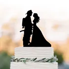Пожарный Жених и невеста силуэт свадебный торт Топпер, забавный свадебный торт Топпер, Mr и Mrs Свадебный Топпер Декор принадлежности