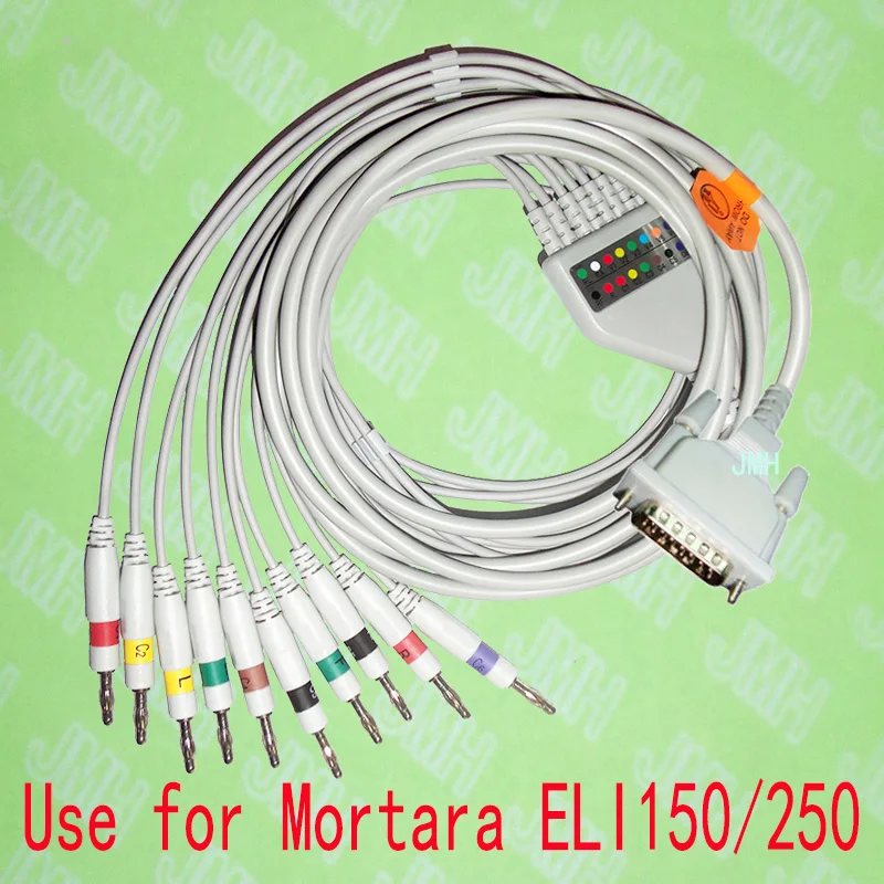 Совместим с Mortara ELI 150/250 EKG 10 свинца цельный ECG кабель и 4 0 банановые свинцовые