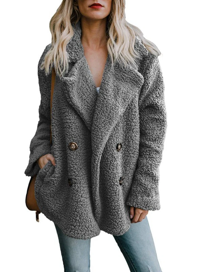 THEFOUND модное женское теплое зимнее плотное флисовое меховое пальто с капюшоном