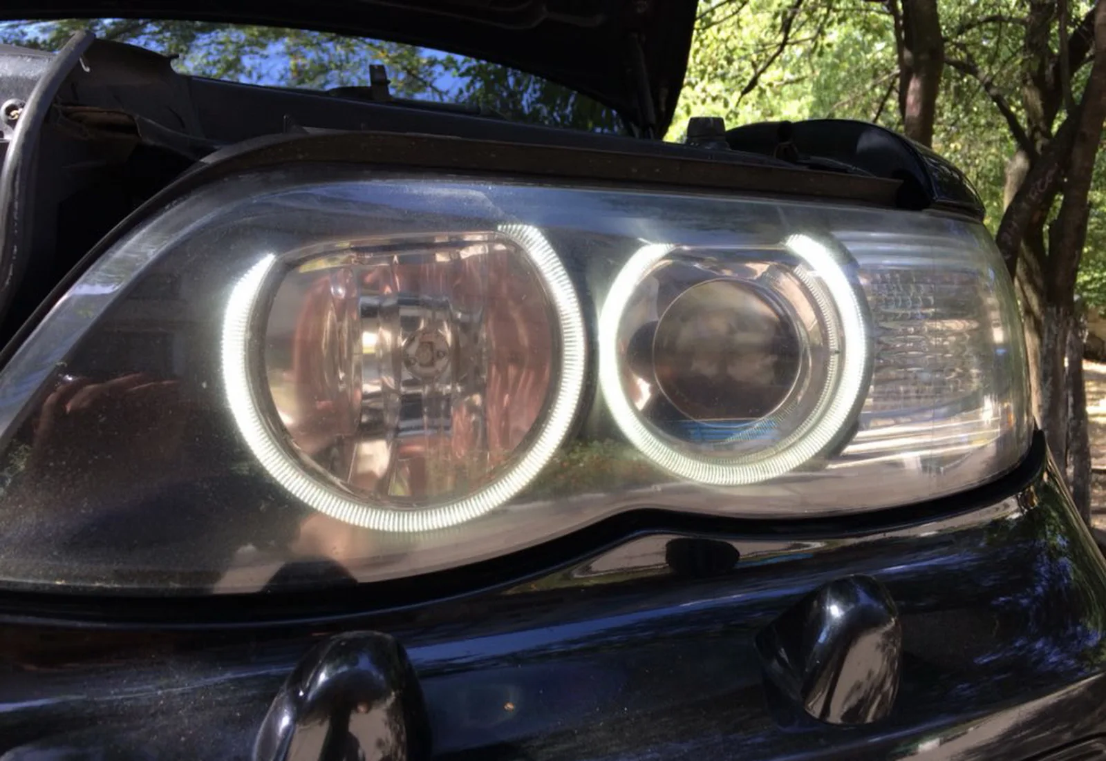 1. Отражатель фар ANGRONG CCFL Angel Eye Kit 7000K с непроектором высокая/низкая фара для BMW E46 Coupe