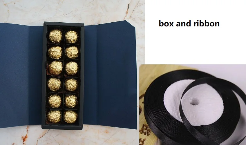 box and ribbon 24*9*3,5 см, 10 комплектов, глубокий сапфир, синий, красный, бумажная коробка для шоколада, Валентина, Рождество, день рождения, подарки, упаковка, коробки для хранения - Цвет: box and ribbon