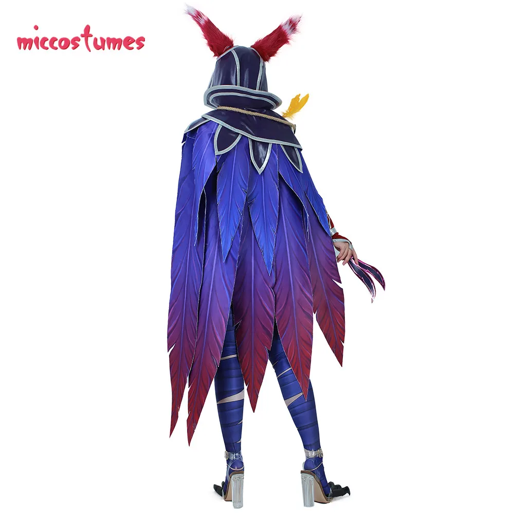 Xayah женский костюм для косплея Rebel Хэллоуин наряд с ушками, птица покрытия для ног и череп украшения