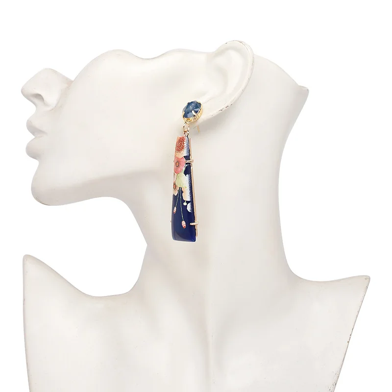 Винтажные акриловые серьги для женщин 5 видов цветов геометрические массивные 2018