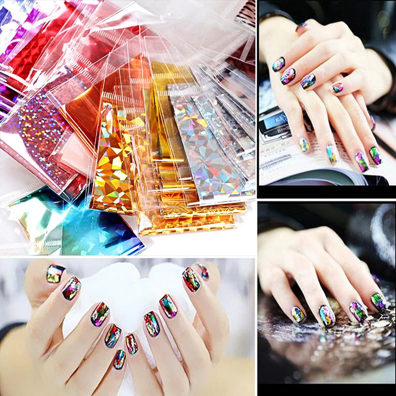 Много 50 шт. фольги ногтем Книги по искусству Стикеры этикеты DIY передачи s Советы