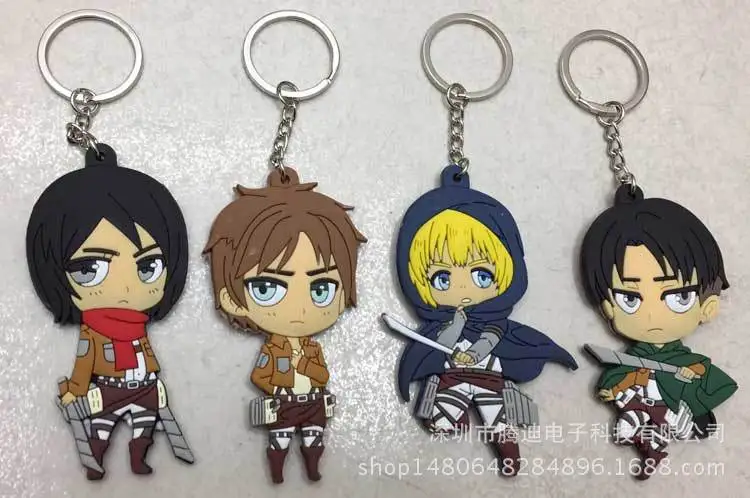 Attack on Titan Wings of Liberty Аниме ПВХ брелок Rivaille Levi Eren Jager Armin Arlert смешной кулон ювелирные изделия Llaveros подарки
