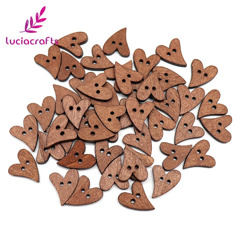 Lucia crafts 12 шт./лот 20 мм Сердце Форма деревянные пуговицы с 2 отверстиями швейные изделия ручной работы Скрапбукинг для одежды аксессуары E0311