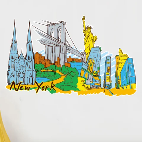 Американская иллюстрация Нью-Йорка, путешествие, слово, достопримечательность, настенная наклейка, Свадебный декор, виниловая Водонепроницаемая настенная наклейка, обои, наклейка