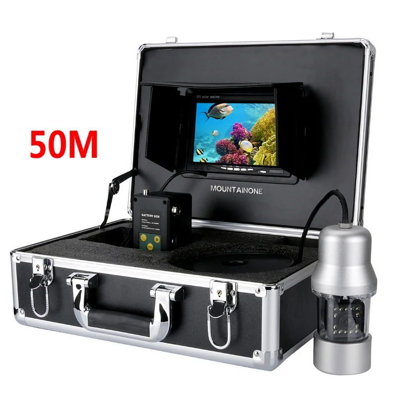 

GAMWATER HD CCD подводная Рыбацкая камера с углом обзора 0-360 градусов, дистанционное управление, 7-дюймовый ЖК-монитор, 14x белые огни 20 м 50 м