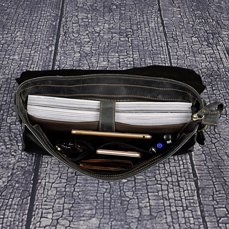 Crazy horse leather men briefcases business 13 inch laptop handbag genuine leather crossbody bag portable shoulder messenger bag