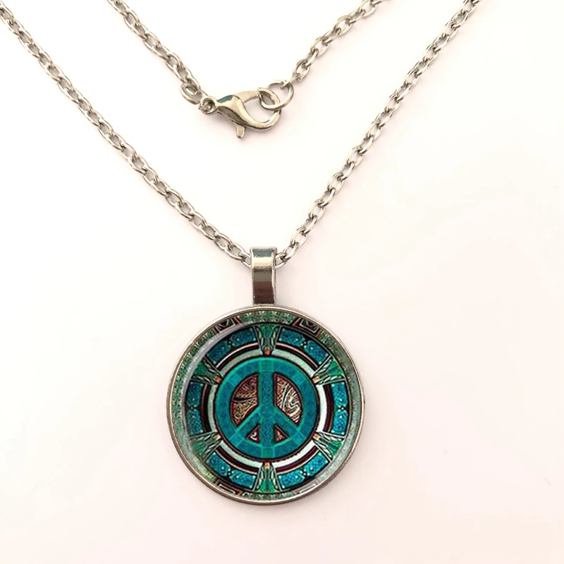 Купольное ожерелье из стекла Hippie Peace Модные Винтажные Украшения ручной работы
