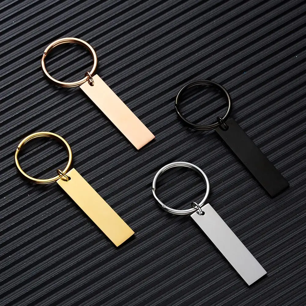 Брелок из нержавеющей стали с гравировкой на заказ, 4 цвета, логотип с надписью, брелок для пар, семьи, друзей, индивидуальный брелок, подарки