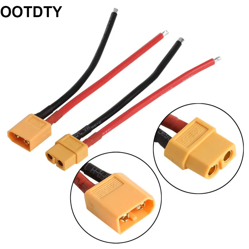 2 шт. штекер аккумулятора XT60 Гнездовой разъем с силиконовым проводом 14 AWG|Детали и