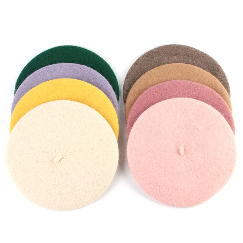 

Geebro Spring Women's Beret Hat Fashion Solid Color Warm Wool Berets for Women French Artist Beanie Beret Hats for Girls DQ102