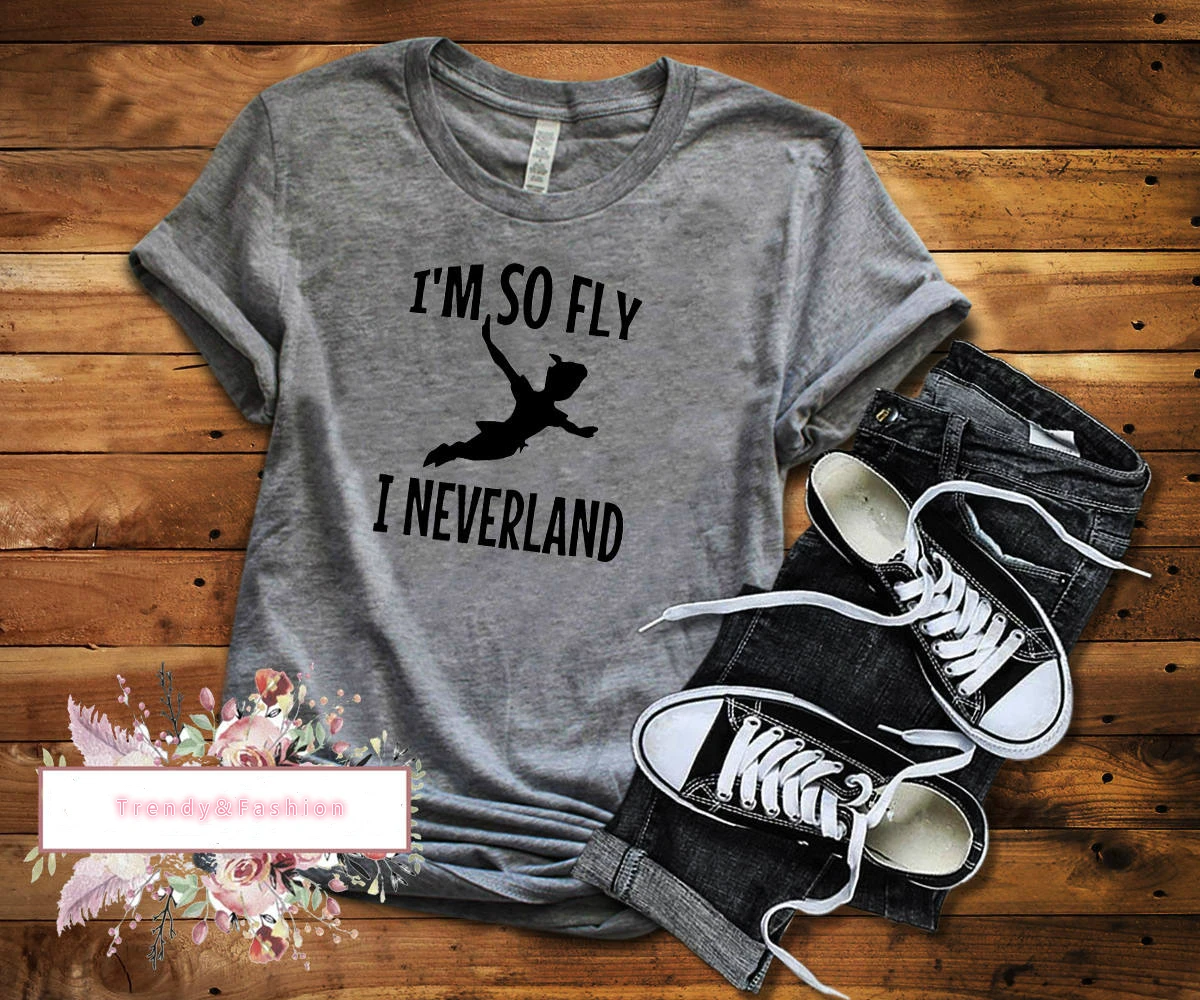 Женская рубашка Питер Пэн I'm So Fly I Neverland футболка с изображением Питера Пэна и неверланда Футболки унисекс