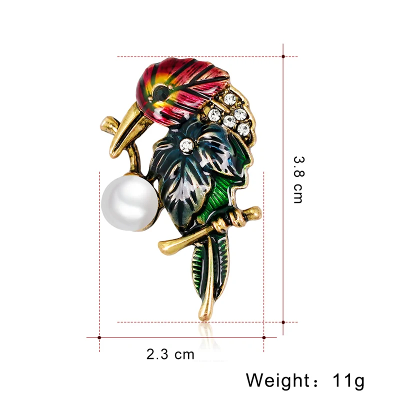 Винтажная брошь в форме попугая с кристаллами антикварная птицы из золотистого