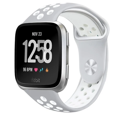 Silver White Для Fitbit Versa Lite ремешок для Fitbit Versa для женщин Мягкий силиконовый спортивный ремешок с вентиляционными отверстиями для Fitbit Versa - Цвет: Silver White
