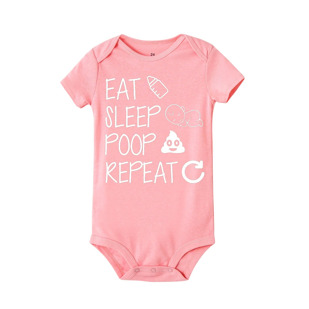 FashionInfant детским комбинезончиком Eat Sleep корма Повторите летняя одежда для малышей