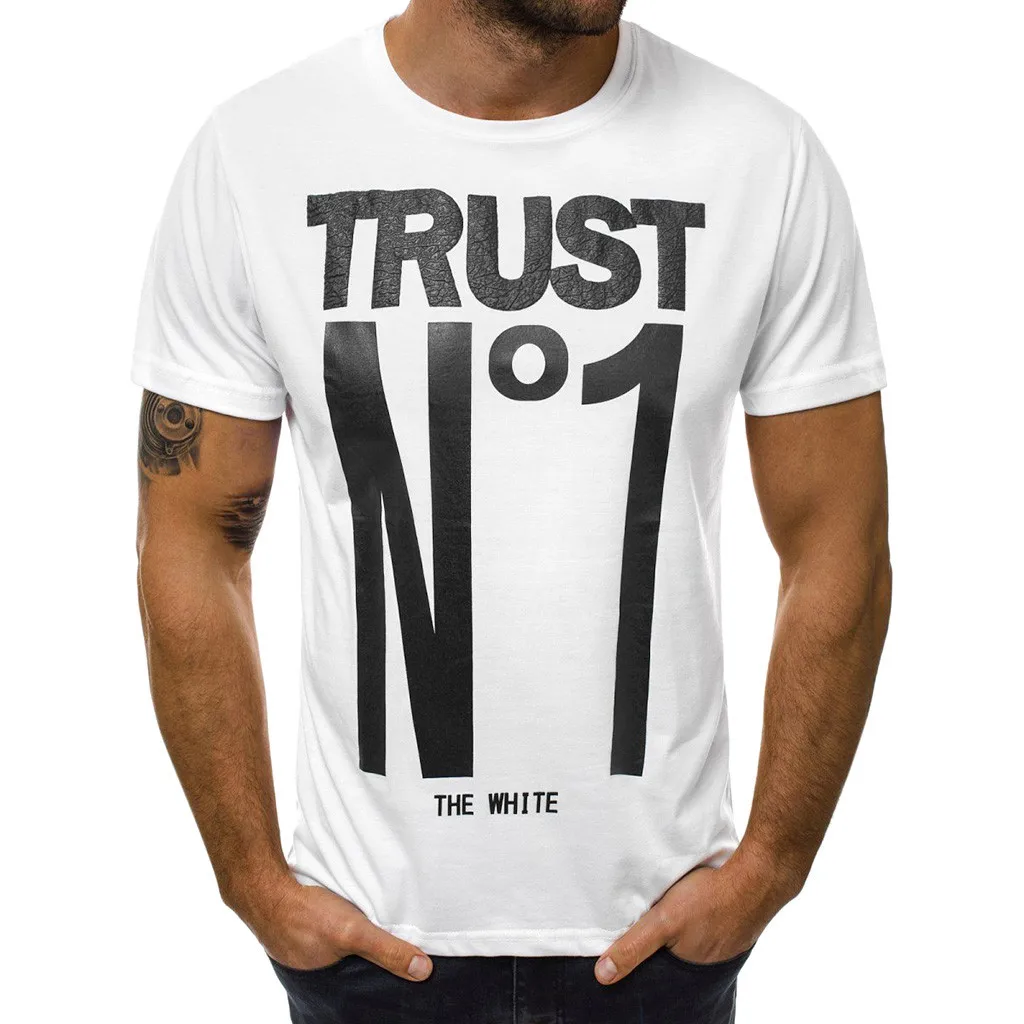 Trust N 1 Креативные Забавные футболки с белыми буквами мужские популярные