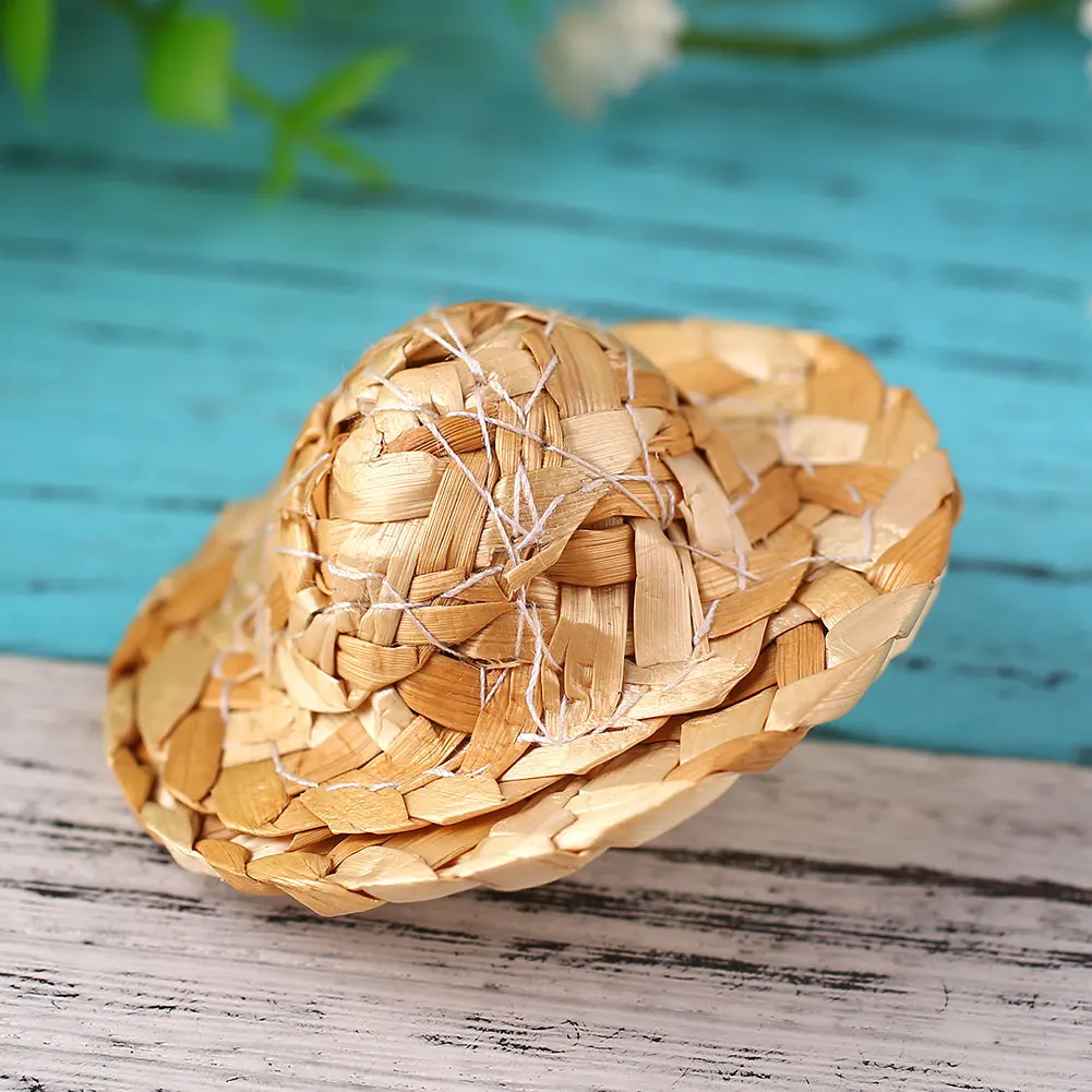 DIY соломенная шляпа Плетение ручной работы фигурка украшение игрушки Детские Картины Сделай Сам трава шляпа украшение креативное искусство для куклы аксессуары