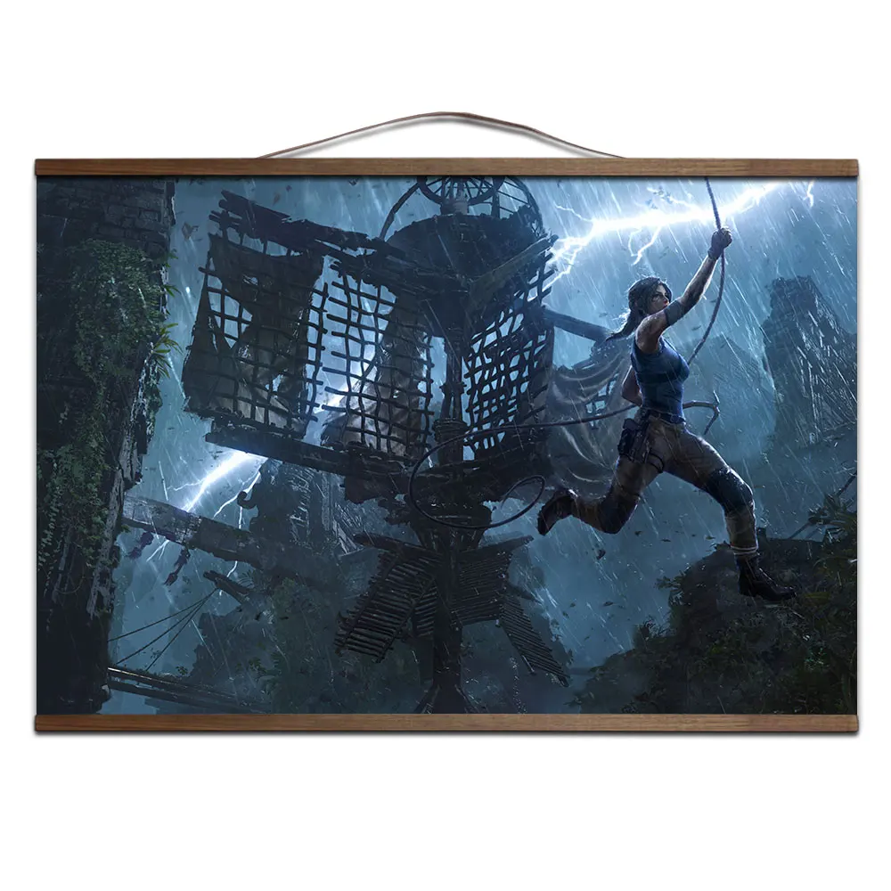 Shadow of the Tomb Raider игровой плакат для HD холст декоративные постеры настенная живопись с твердой деревянной подвеской свиток - Цвет: 8