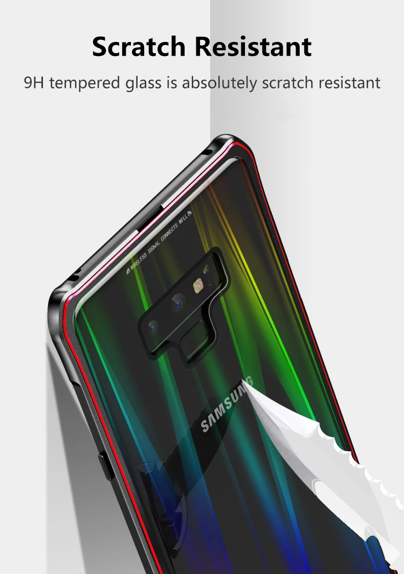 LUPHIE для samsung примечание 9 чехол Роскошные Жесткий магнитного металла Алюминий сплав прозрачный Стекло противоударный Броня чехол для телефона 6,4